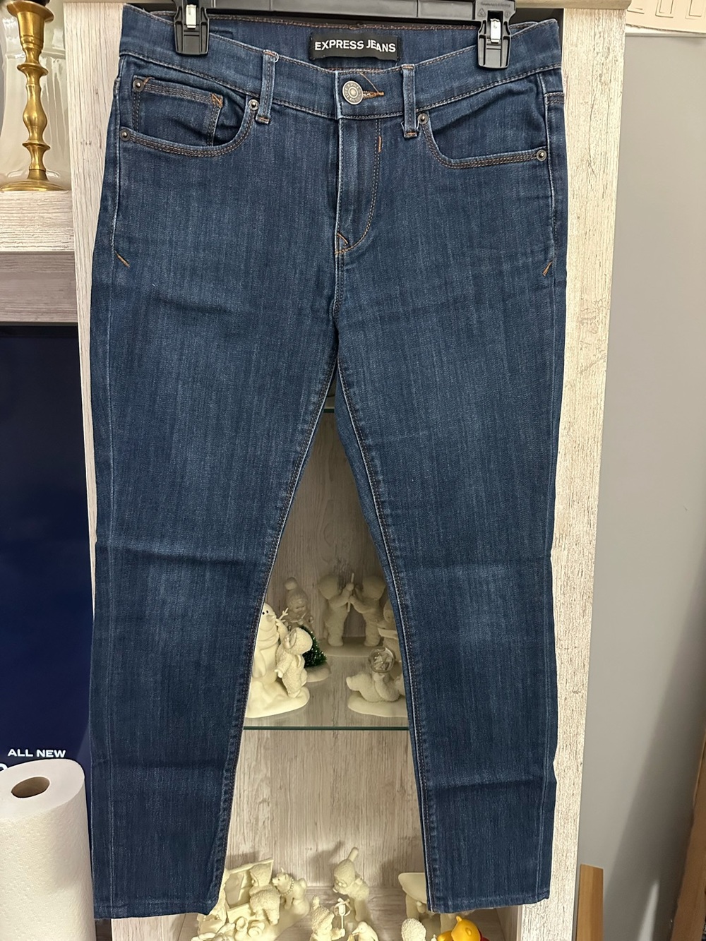 Express Women’s Skinny Jeans in Dark Blue Wash